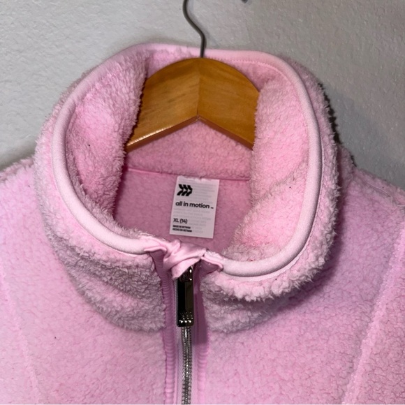 New All In Motion Faux Shearling Cozy Pink Fleece Pullover XL (14) - Picture 9 of 12